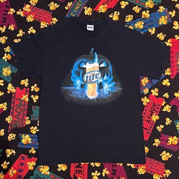 VTG Miller Lite Halloween Edition Double Sided Graphic Tee Shirt / Size M - Picture 1 of 5
